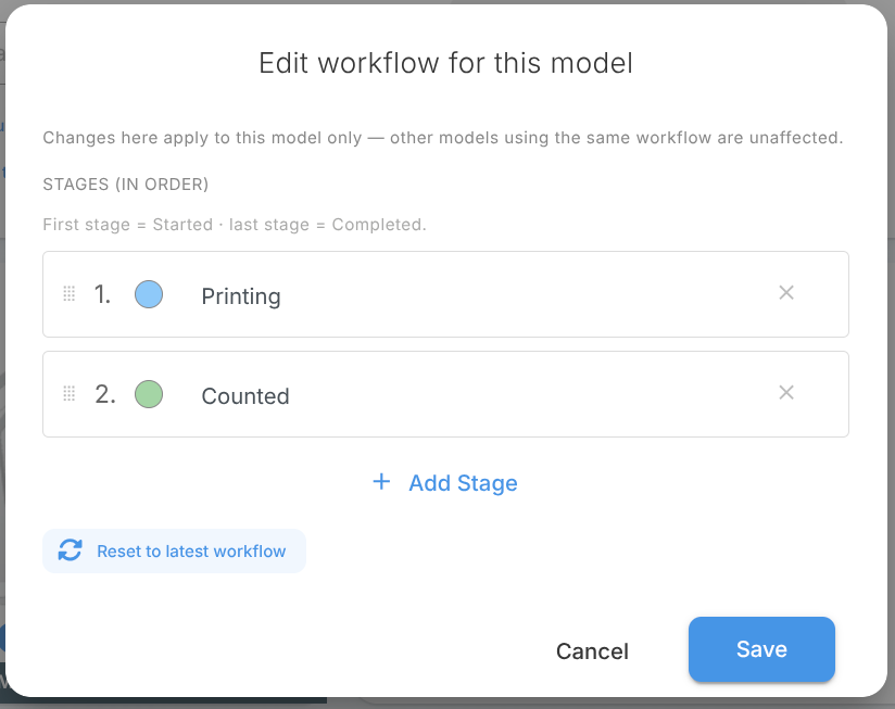 Edit a model's workflow